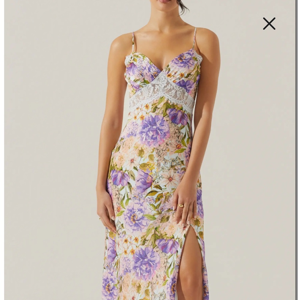 Astr Floral Maxi Dress with Purple and Green Accents